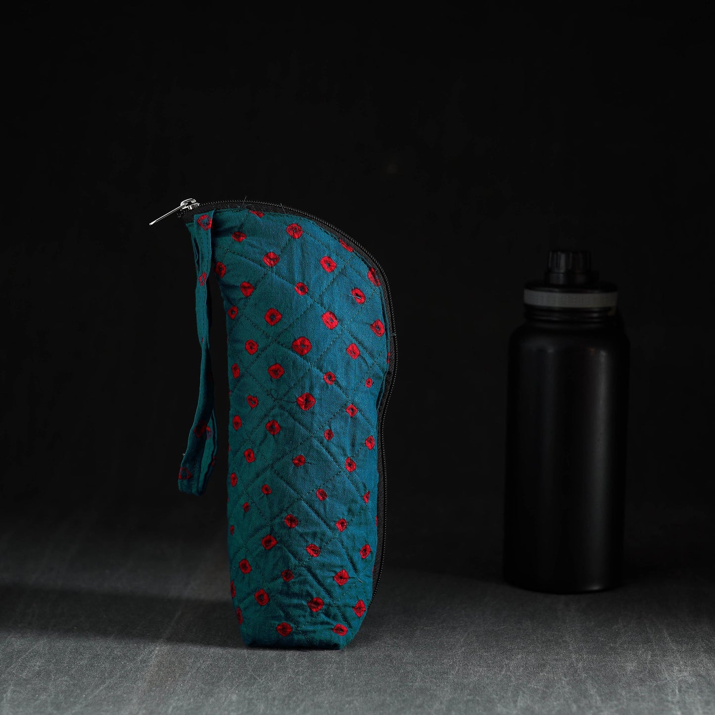 Blue Handmade Cotton 1L Water Bottle Cover