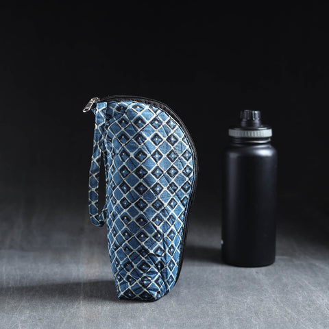 Blue Handmade Cotton 1L Water Bottle Cover