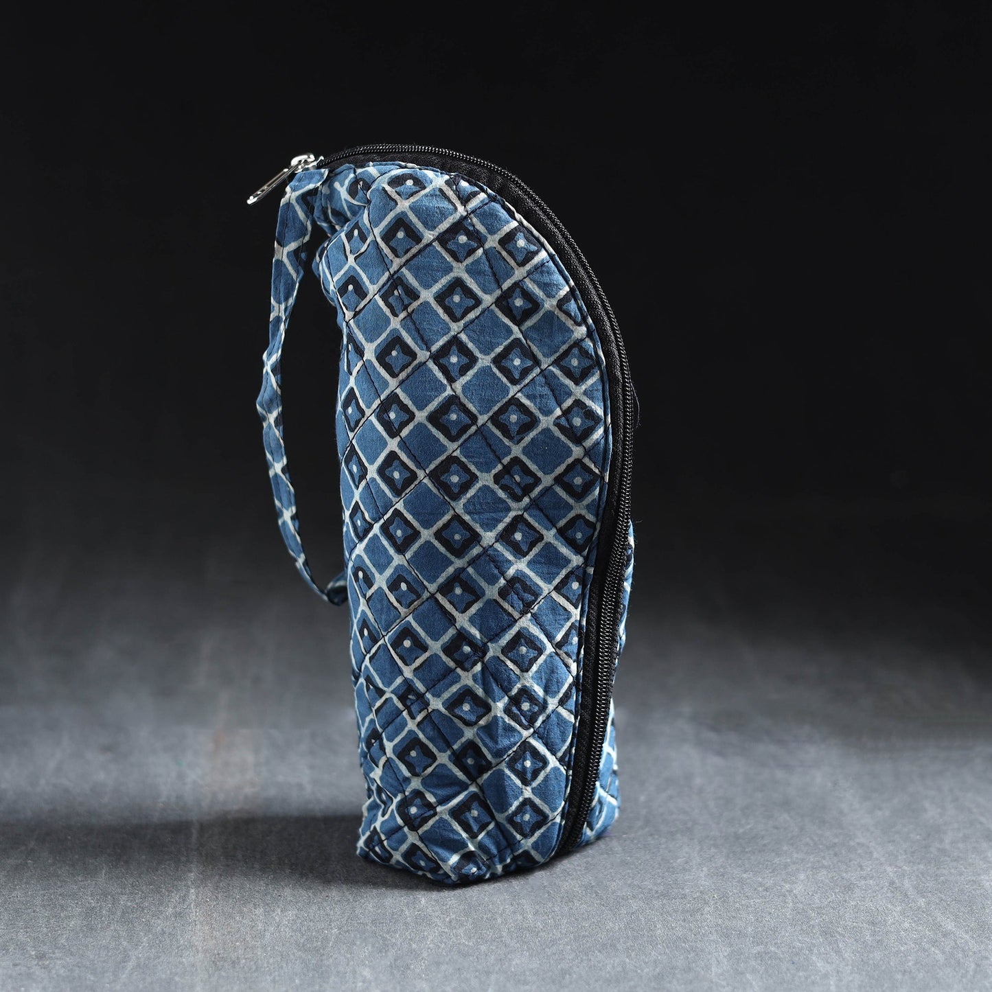 Blue Handmade Cotton 1L Water Bottle Cover