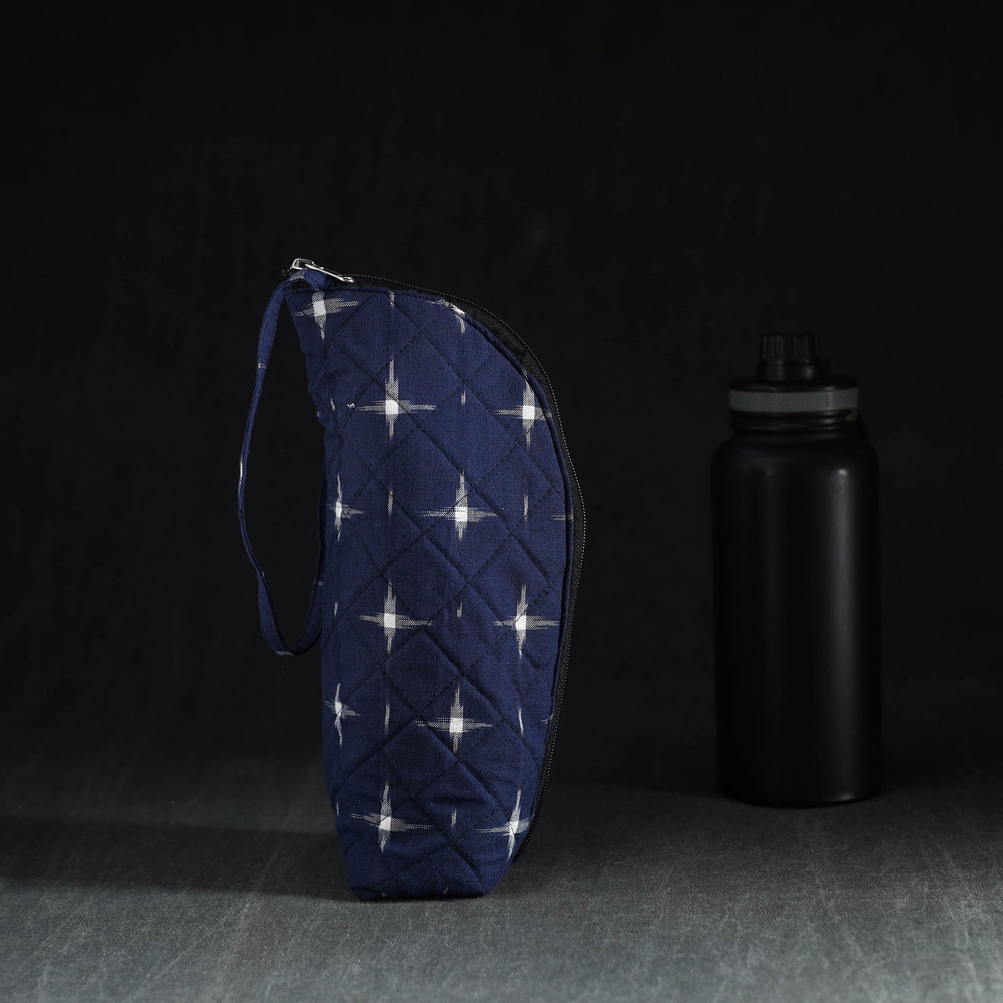 Blue Handmade Cotton 1L Water Bottle Cover