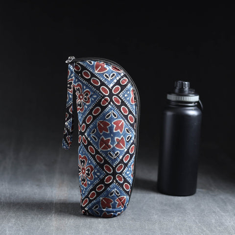 Blue Handmade Cotton 1L Water Bottle Cover