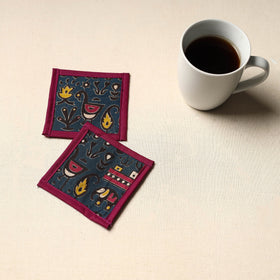Blue Handmade Cotton Coasters (Set of 2)