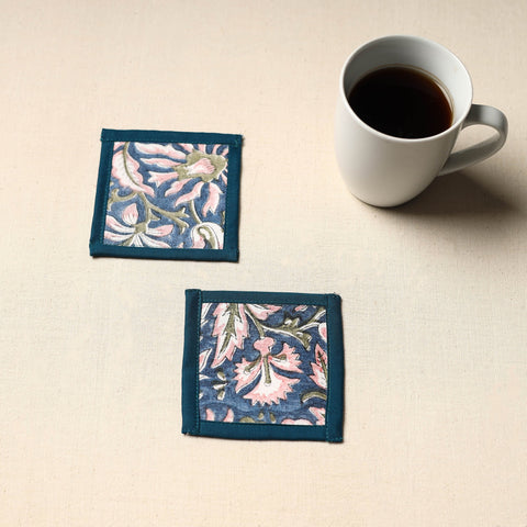 Blue Handmade Cotton Coasters (Set of 2)