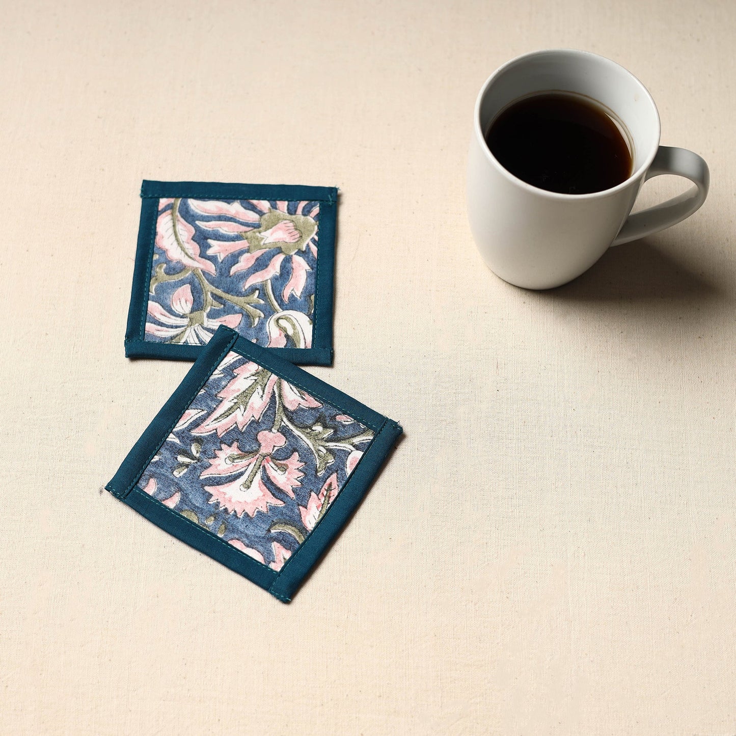 Blue Handmade Cotton Coasters (Set of 2)