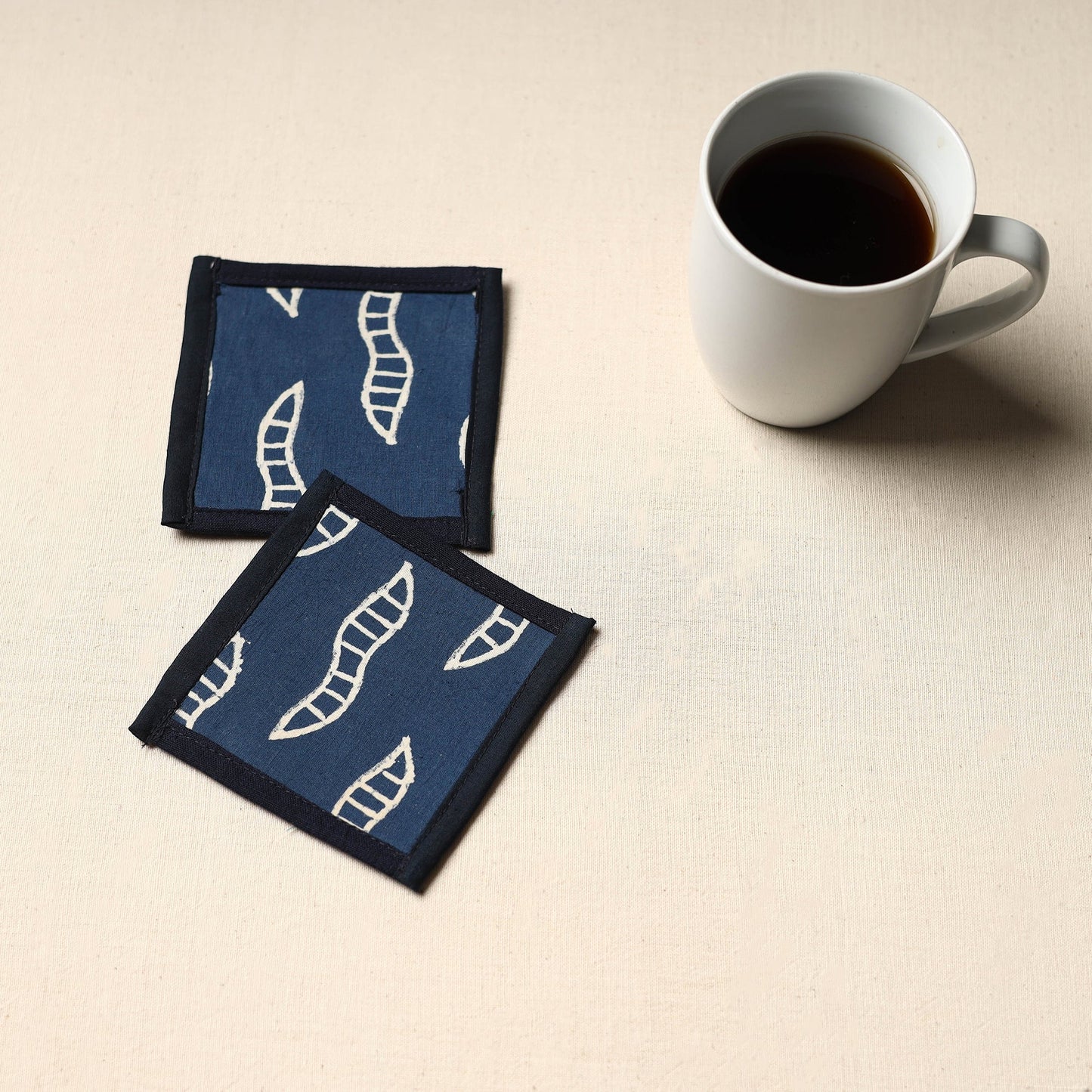 Blue Handmade Cotton Coasters (Set of 2)