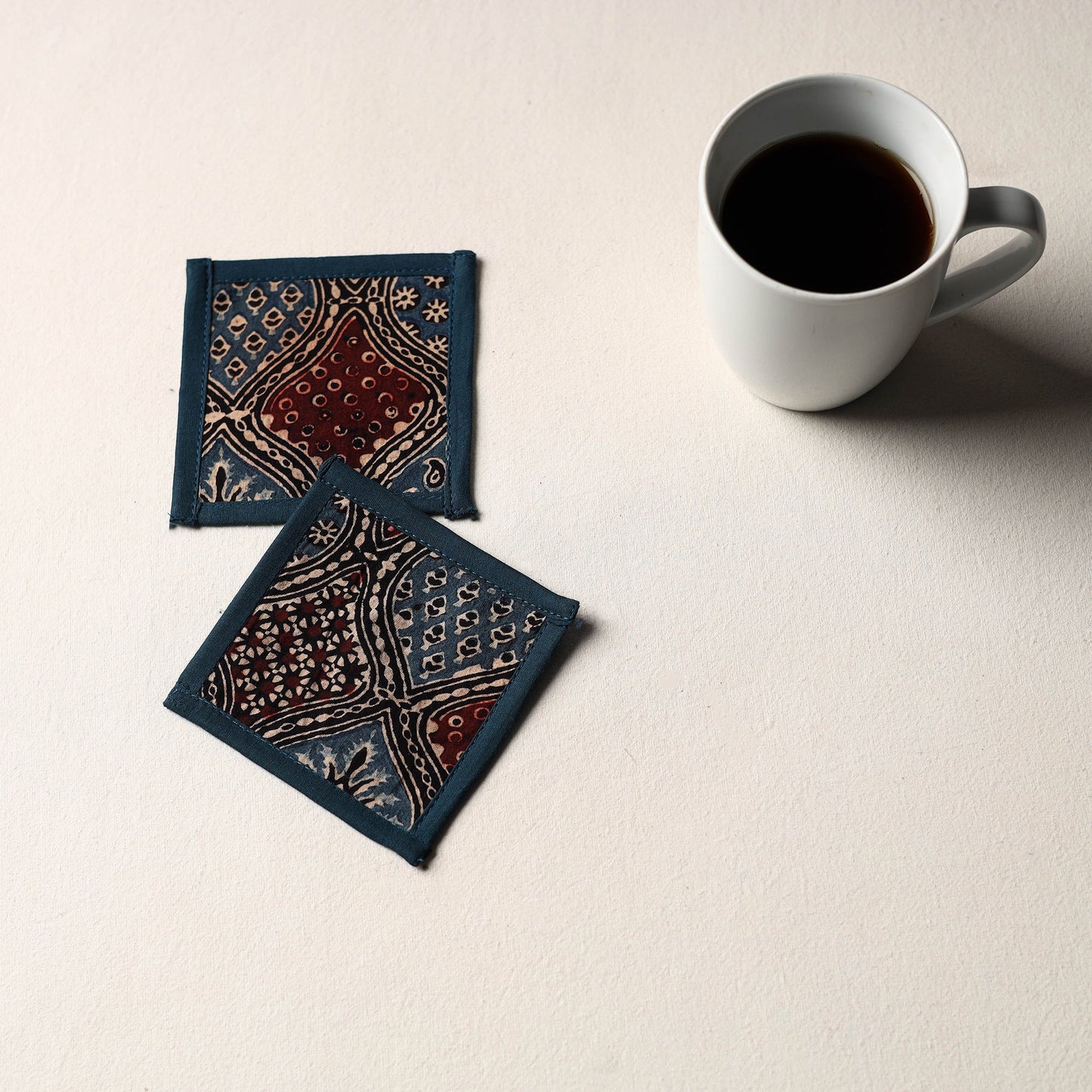 Blue Handmade Cotton Coasters (Set of 2)
