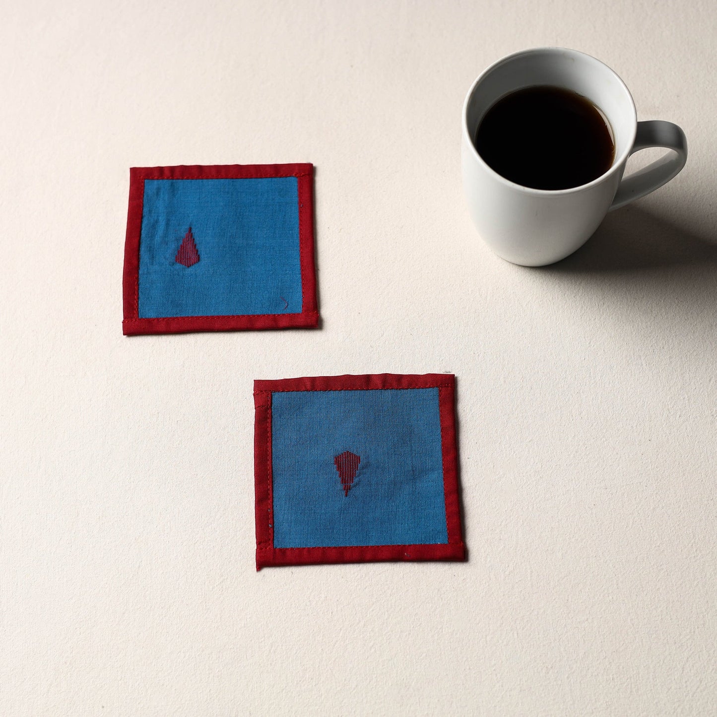 Blue Handmade Cotton Coasters (Set of 2)