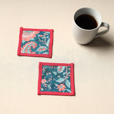 Blue Handmade Cotton Coasters (Set of 2)
