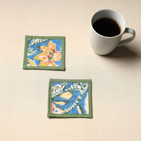Blue Handmade Cotton Coasters (Set of 2)