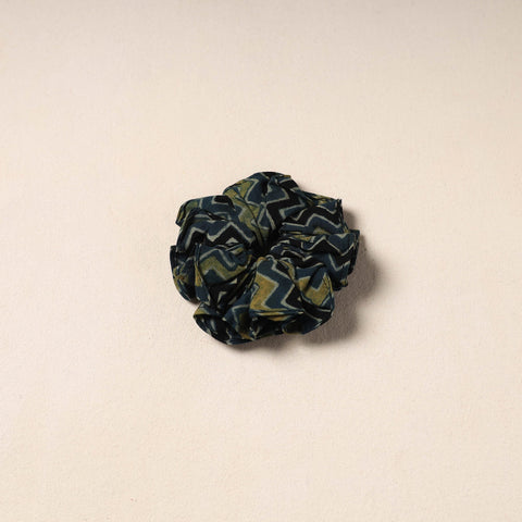 blue Handmade Cotton Elastic Rubber Band/Scrunchie