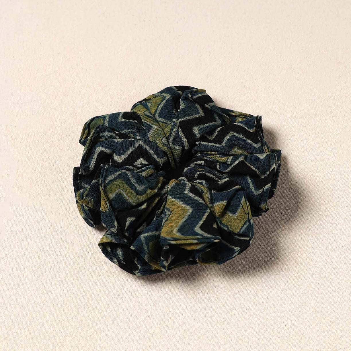 blue Handmade Cotton Elastic Rubber Band/Scrunchie