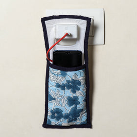 Blue Handmade Cotton Fabric Mobile Charging Holder 