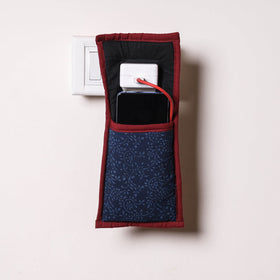 Blue Handmade Cotton Fabric Mobile Charging Holder 