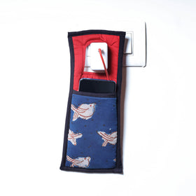 Blue Handmade Cotton Fabric Mobile Charging Holder 