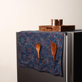 Blue Handmade Cotton Fridge Top Cover with Multiple Pockets