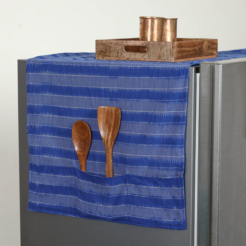 Buy Blue Handmade Cotton Fridge Top Cover with Multiple Pockets