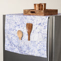 Blue Handmade Cotton Fridge Top Cover with Multiple Pockets