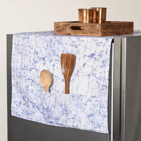 Blue Handmade Cotton Fridge Top Cover with Multiple Pockets