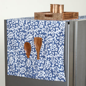 Blue Handmade Cotton Fridge Top Cover with Multiple Pockets