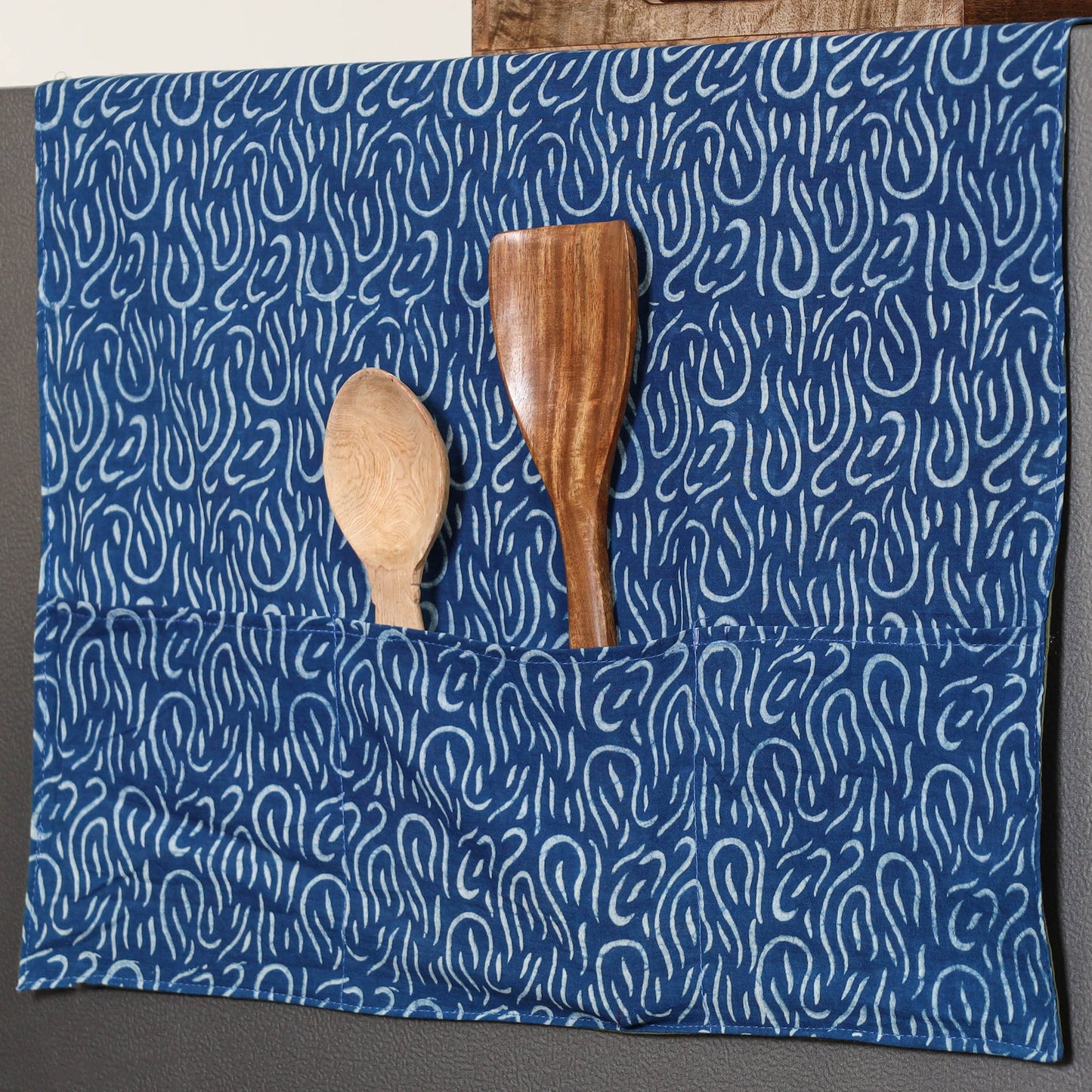 Blue - handmade cotton fridge top cover with multiple