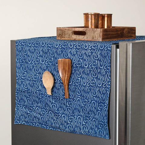 Blue - handmade cotton fridge top cover with multiple