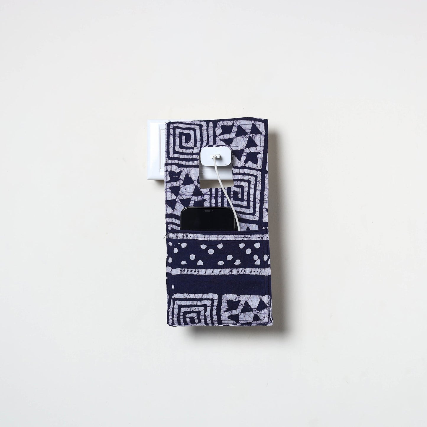 Blue Handmade Cotton Mobile Charging Holder