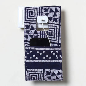 Blue Handmade Cotton Mobile Charging Holder