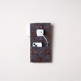 Blue Handmade Cotton Mobile Charging Holder