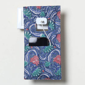 Blue Handmade Cotton Mobile Charging Holder