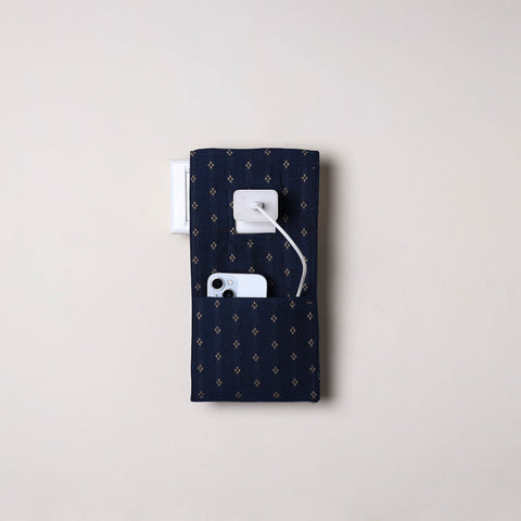 Blue Handmade Cotton Mobile Charging Holder