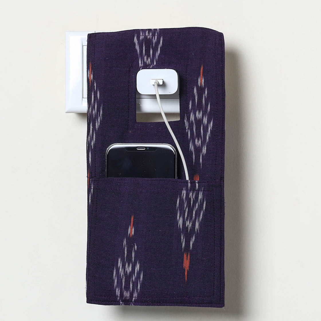 Blue Handmade Cotton Mobile Charging Holder