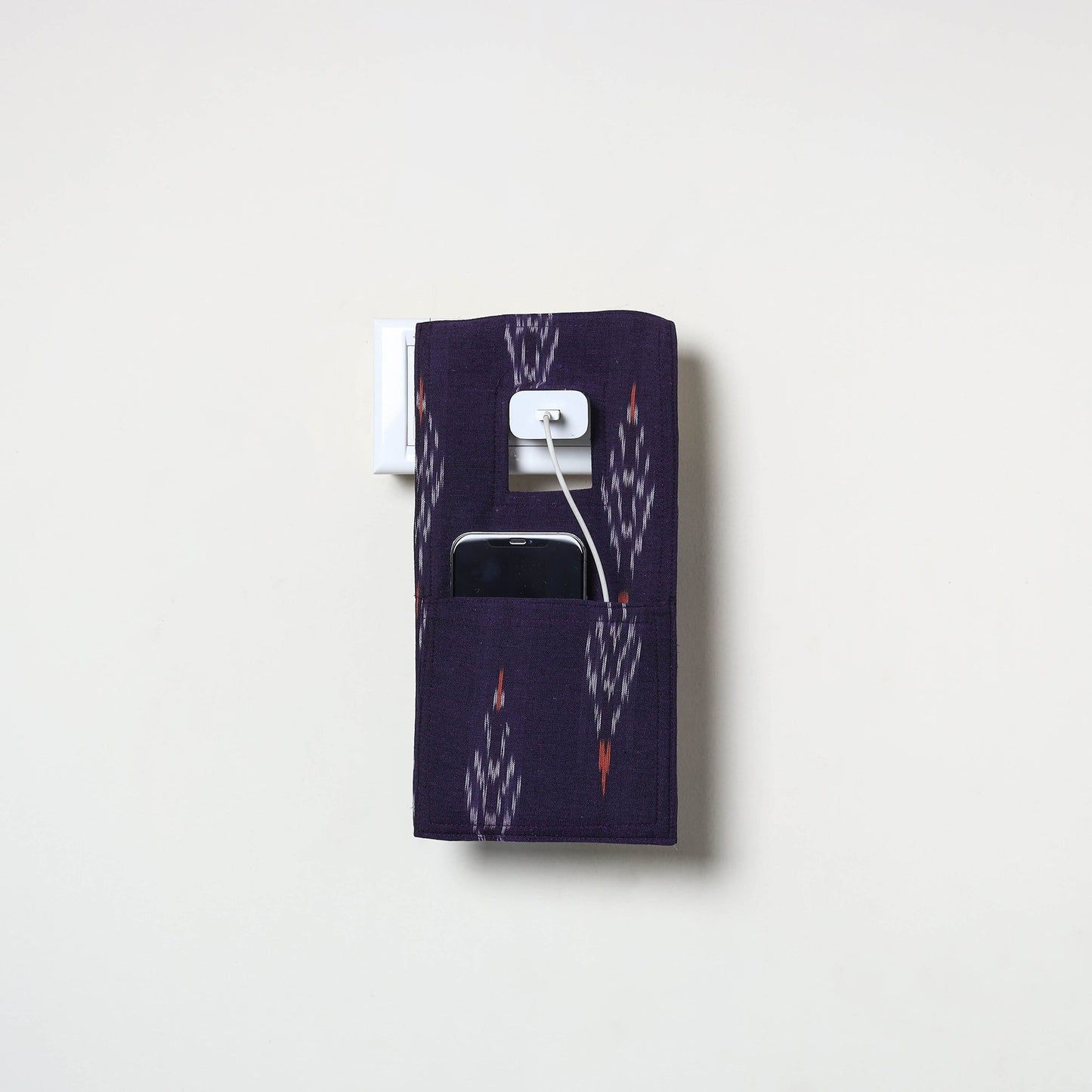 Blue Handmade Cotton Mobile Charging Holder