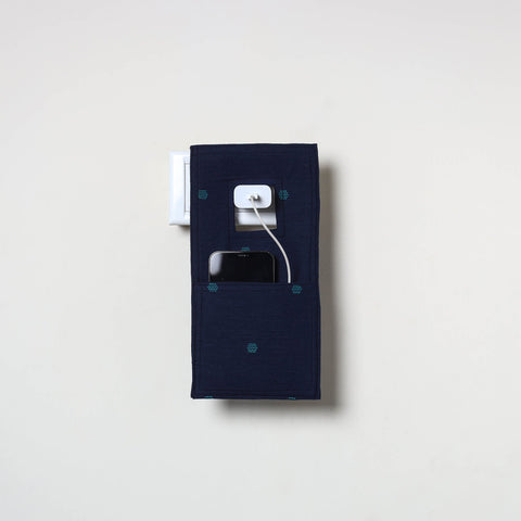 Blue Handmade Cotton Mobile Charging Holder