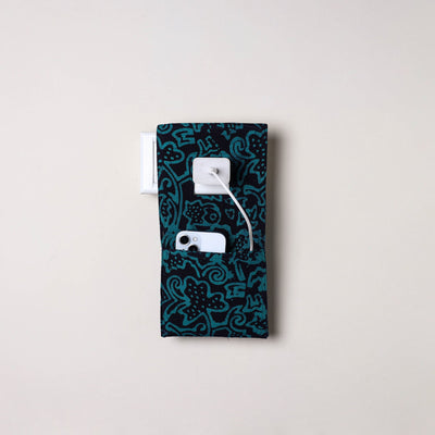 Blue Handmade Cotton Mobile Charging Holder
