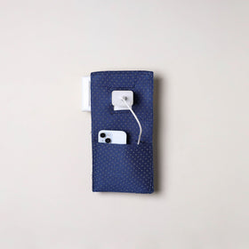 Blue Handmade Cotton Mobile Charging Holder