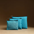 Blue - handmade cotton multipurpose utility pouches (set
