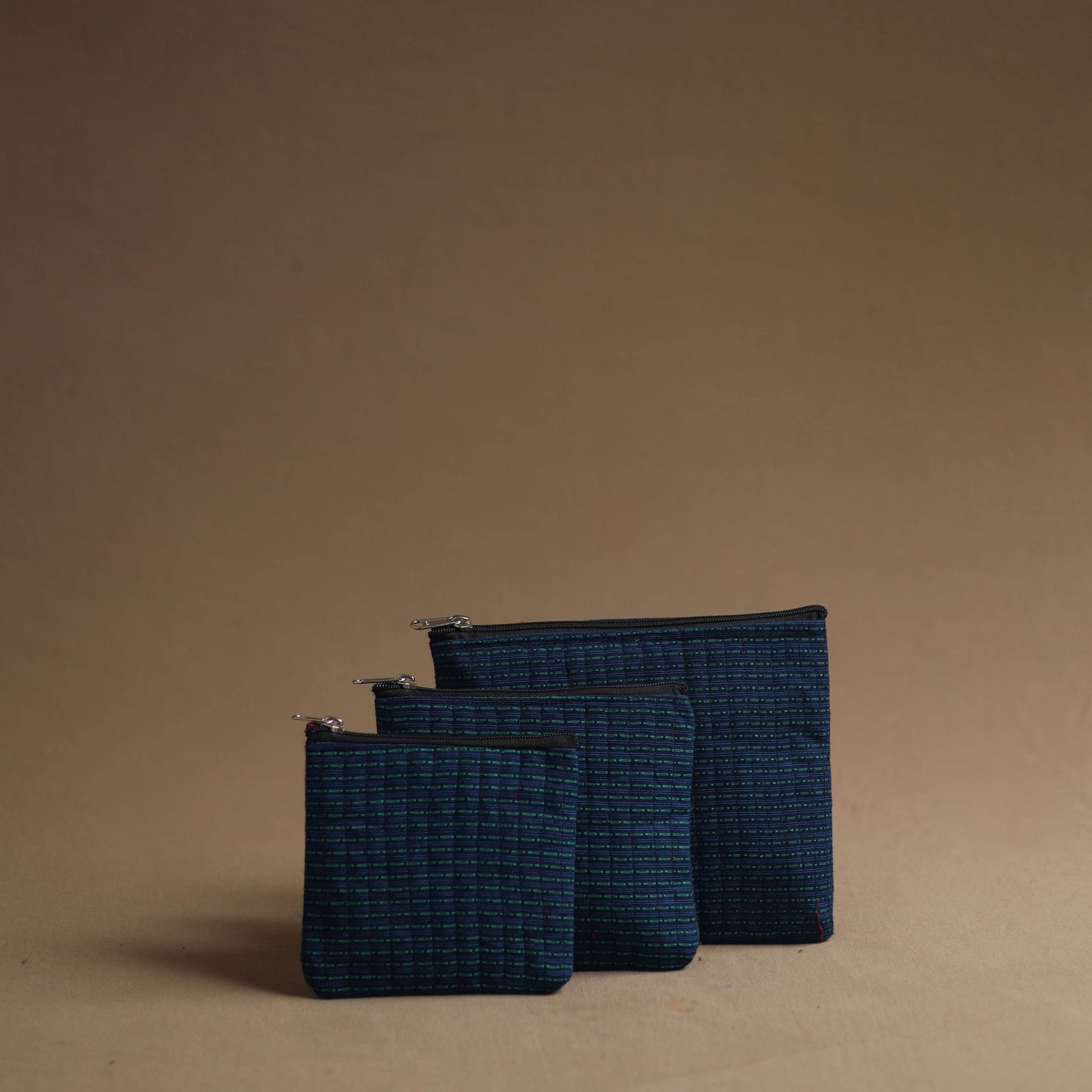 Blue - handmade cotton multipurpose utility pouches (set