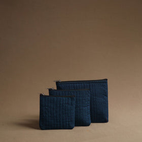 Blue - handmade cotton multipurpose utility pouches (set