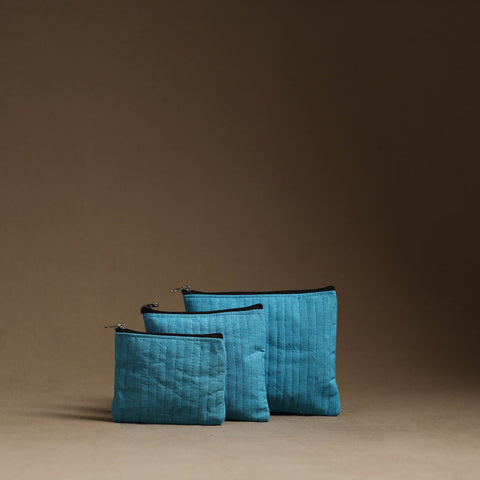 Blue - handmade cotton multipurpose utility pouches (set