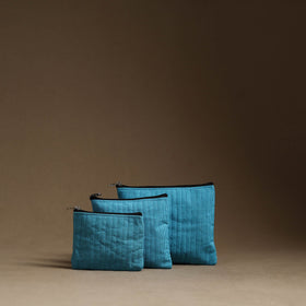 Blue - handmade cotton multipurpose utility pouches (set
