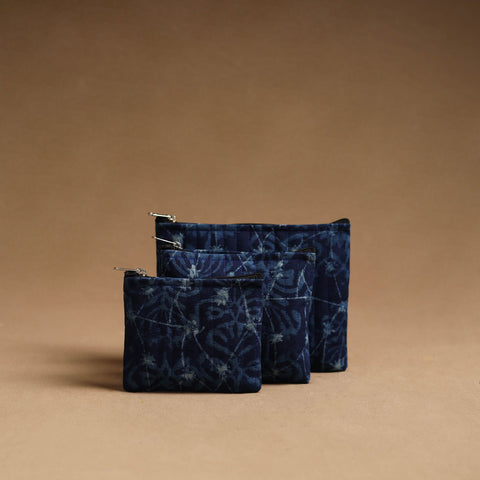 Blue - handmade cotton multipurpose utility pouches (set