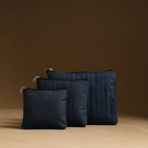 Blue - handmade cotton multipurpose utility pouches (set