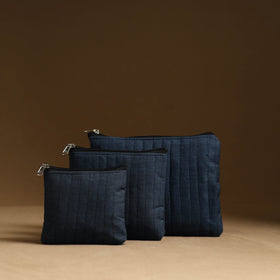 Blue - handmade cotton multipurpose utility pouches (set