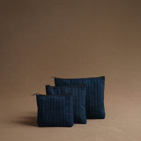 Blue - handmade cotton multipurpose utility pouches (set