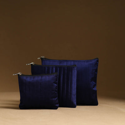 Blue - handmade cotton multipurpose utility pouches (set