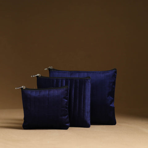 Blue - handmade cotton multipurpose utility pouches (set