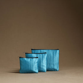 Blue - handmade cotton multipurpose utility pouches (set