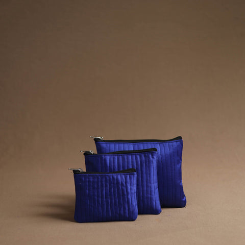 Blue - handmade cotton multipurpose utility pouches (set