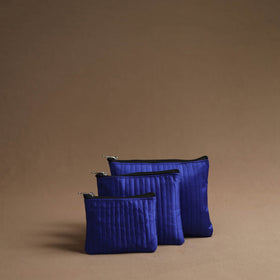 Blue - handmade cotton multipurpose utility pouches (set