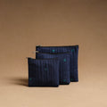 Blue Handmade Cotton Multipurpose Utility Pouches (set of 3)